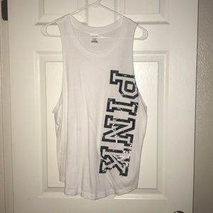 White PINK muscle tank top ✨